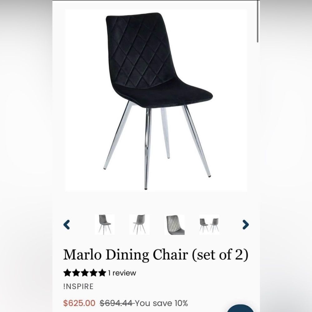 Dining Chairs (set of 2) Black & Chrome 🤍🖤. NEW.✨ - Picture 2 of 2